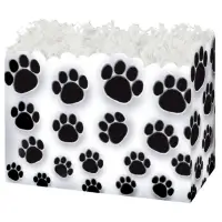 Paw Prints gift basket box — black paw prints scattered on white
