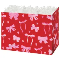 Pink Bows gift basket box — red with pink bows