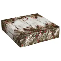 Rustic Winter decorative mailing box — rustic pinecones and winter greenery on kraft