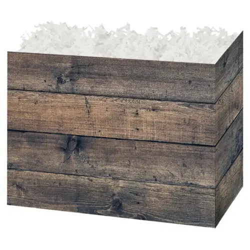 Rustic Wood gift basket box — a dark rustic wood-plank print
