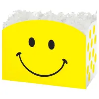 Smiley gift basket box — a bright yellow smiley face