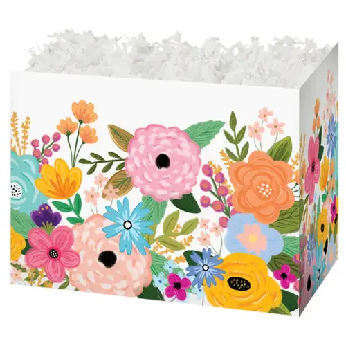 Wildflower Garden gift basket box — colorful wildflowers in orange, pink and blue