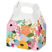 Wildflower Garden mini gable box — colorful wildflowers in orange, pink and blue, die-cut top carry handle