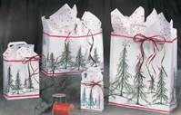Christmas Forest Frosted Shopping Bags