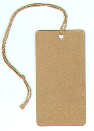 Blank Kraft Strung Merchandise Pricing Tags with String, Brown #6 Tags,  1.25 W x 1.875 H, 100 Pack
