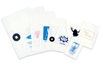 White Kraft Merchandise Bags — flat clean white kraft paper bag, no handles, rectangular open-top, counter retail packaging