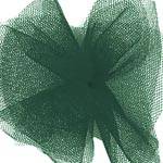 Hunter tulle ribbon gathered in a rosette — soft sheer mesh netting, 6" width, 25 yards
