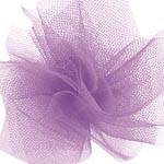 Lavender tulle ribbon gathered in a rosette — soft sheer mesh netting, 6" width, 25 yards