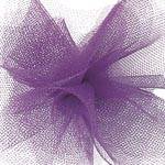 Ultra Violet tulle ribbon gathered in a rosette — soft sheer mesh netting, 6" width, 25 yards