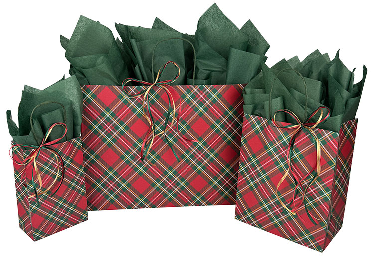 Festive Plaid Shopping Bags