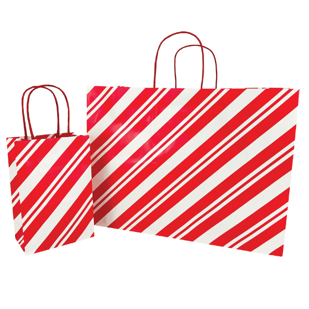 Peppermint Stripe Shopping Bags (Closeout)