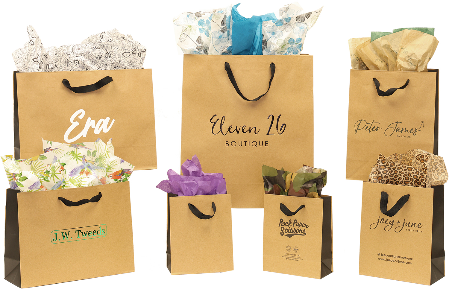 Custom Natural Kraft Brooklyn Shopping Bags (Black Gusset)