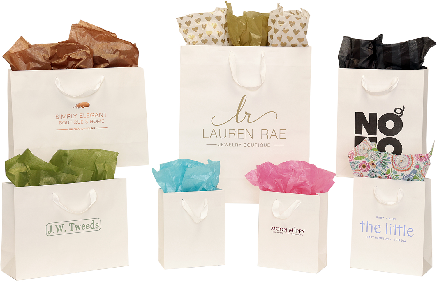 Custom White Kraft Brooklyn Shopping Bags