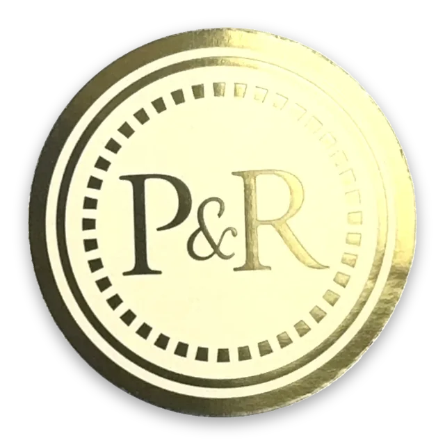 Custom printed label supplied to P and R
