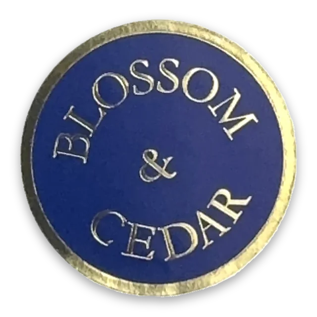 Custom printed label supplied to Blossom and Cedar