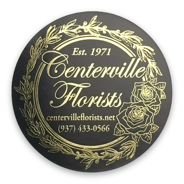 Custom printed label supplied to Centerville Florists