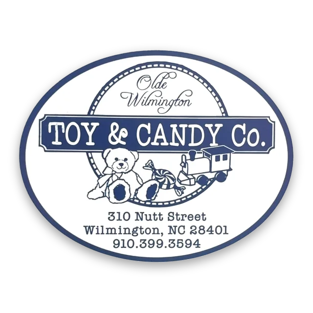 Custom printed label supplied to Olde Wilmington Toy and Candy Co.