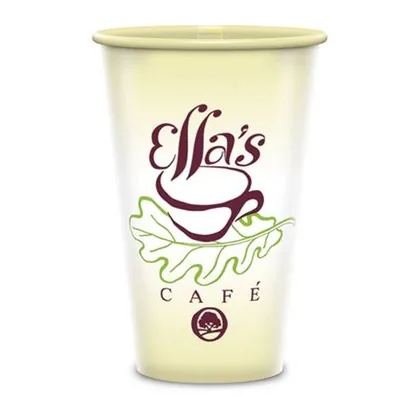 Custom printed 16 oz clear plastic cup for a cafe