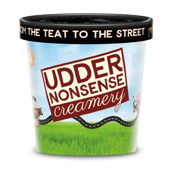 Custom printed plastic-free Vanish pint for a creamery