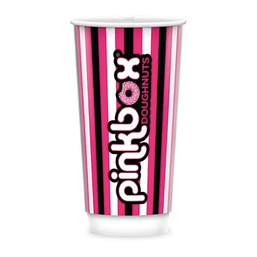 Custom printed 21 oz double wall cup with a striped design