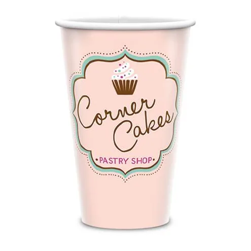 Custom printed 16 oz paper hot cup for a pastry shop