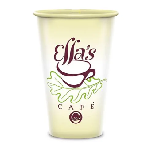 Custom printed 16 oz clear plastic cup for a cafe