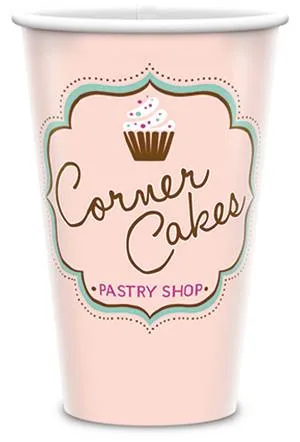 Custom printed 16 oz paper hot cup for a pastry shop