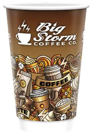 Custom printed 16 oz double wall coffee cup
