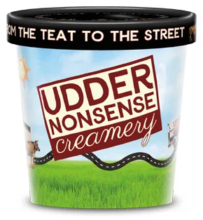 Custom printed Vanish plastic-free pint container for a creamery