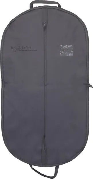 Custom printed non-woven garment bag supplied to Brady's