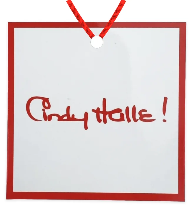 Custom hang tag customer sample, red ink on white gloss, flooded border
