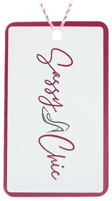 Custom hang tag customer sample, flooded border