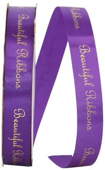 Dyna Satin ribbon roll printed with sample text