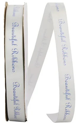 Single Face Satin ribbon roll printed with sample text