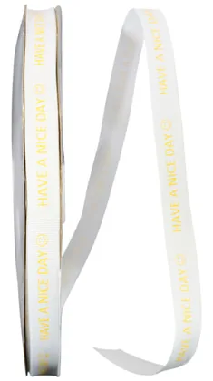 Grosgrain ribbon roll printed with sample text
