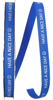 Soliterra Taffeta ribbon roll printed with sample text
