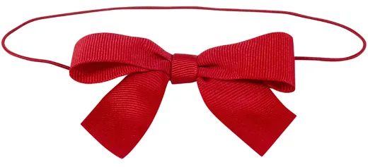 Elastic loop with bow made from printed ribbon