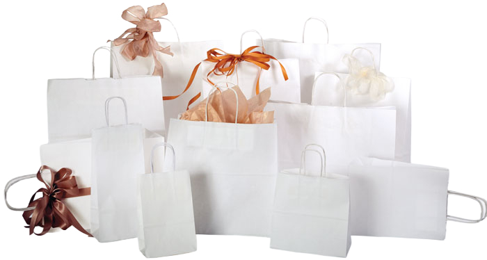 Custom White Kraft Shopping Bags (Ink Printed)
